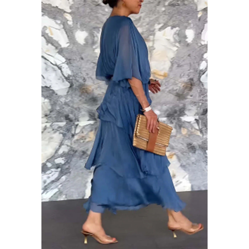 ALICANTE – V-Neck Cascade Gown – 8551