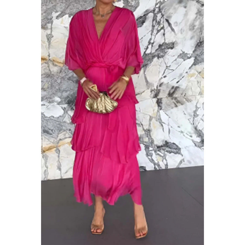 ALICANTE – V-Neck Cascade Gown – 8551