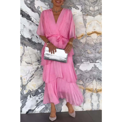 ALICANTE – V-Neck Cascade Gown – 8551