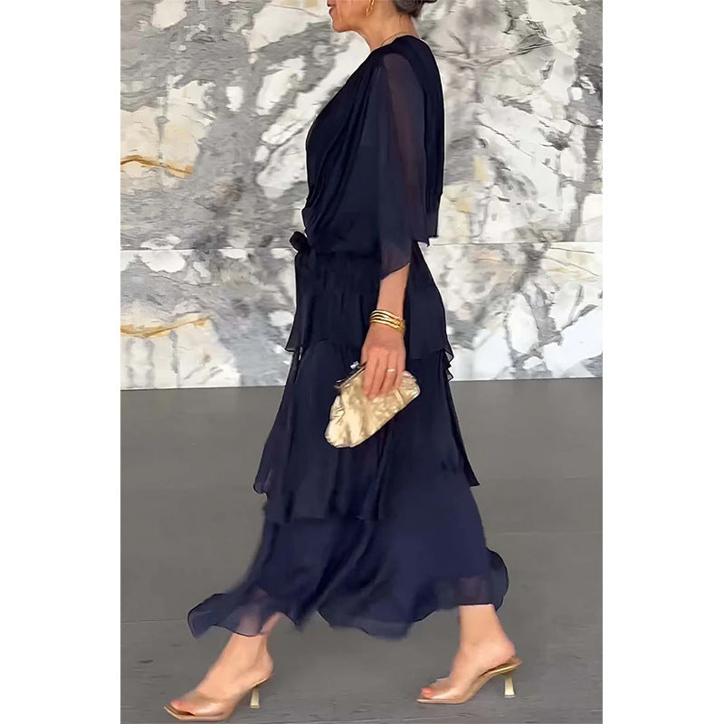 ALICANTE – V-Neck Cascade Gown – 8551